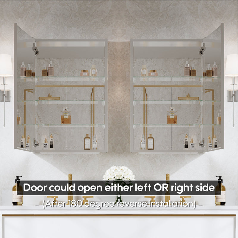 20 in.x 30 in. Copper-Free Tri-Views Mirror Cabinet with Adjustable Shelves and Right Swing Door