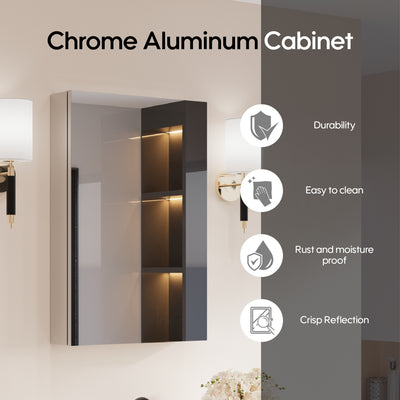 20 in.x 30 in. Copper-Free Tri-Views Mirror Cabinet with Adjustable Shelves and Left Swing Door