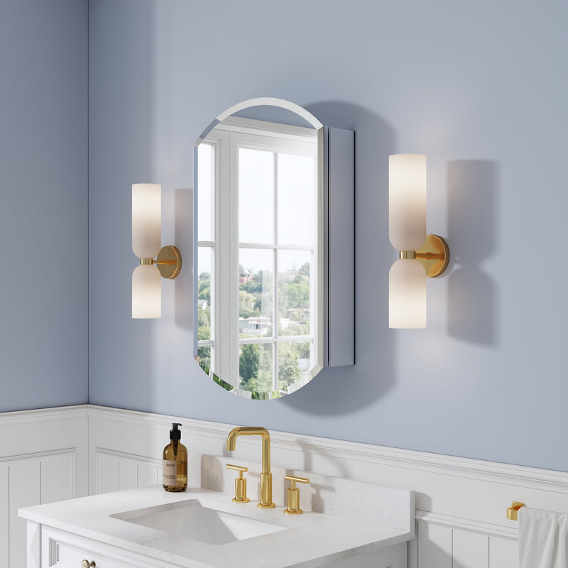 20 in. ×32 in. Copper-Free Tri-Views Bathroom Medicine Cabinet with Beveled Edge Mirrored Door, Recessed/Surface Mount