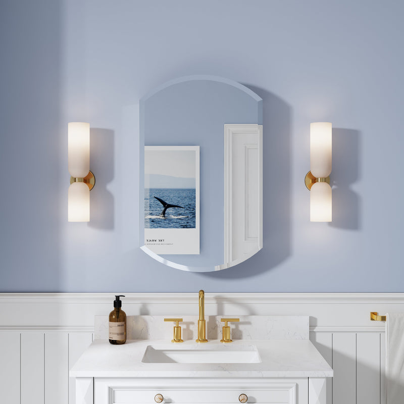 20 in. ×32 in. Copper-Free Tri-Views Bathroom Medicine Cabinet with Beveled Edge Mirrored Door, Recessed/Surface Mount