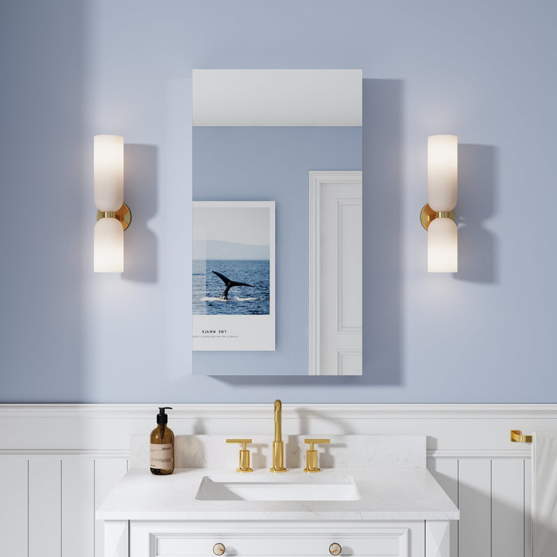 20 in. ×36 in. Copper-Free Tri-Views Mirror Medicine Cabinet, Recessed/Surface Mount and Left Swing Door