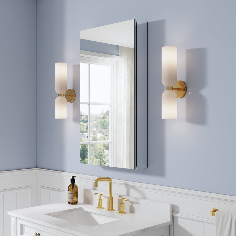 20 in. ×36 in. Copper-Free Tri-Views Mirror Medicine Cabinet, Recessed/Surface Mount and Left Swing Door