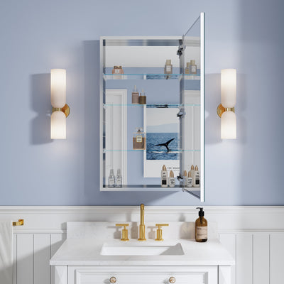 20 in. ×36 in. Copper-Free Tri-Views Mirror Medicine Cabinet, Recessed/Surface Mount and Right Swing Door