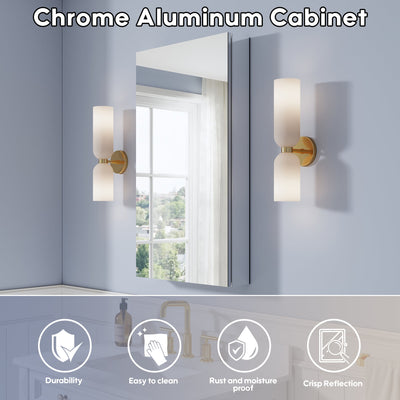 20 in. ×36 in. Copper-Free Tri-Views Mirror Medicine Cabinet, Recessed/Surface Mount and Left Swing Door