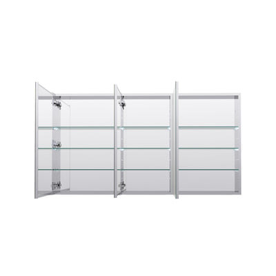 56 in. ×30 in. Copper-Free Tri-Views Mirror Medicine Cabinet with Adjustable Shelves and 3 Doors