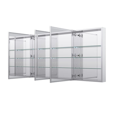 56 in. ×30 in. Copper-Free Tri-Views Mirror Medicine Cabinet with Adjustable Shelves and 3 Doors