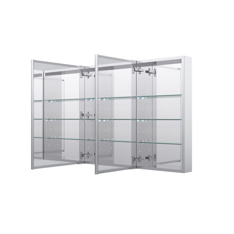 36 in. ×30 in. Copper-Free Tri-Views Mirror Medicine Cabinet with Adjustable Shelves and Dual Swing Doors