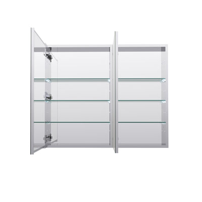 36 in. ×30 in. Copper-Free Tri-Views Mirror Medicine Cabinet with Adjustable Shelves and Dual Swing Doors