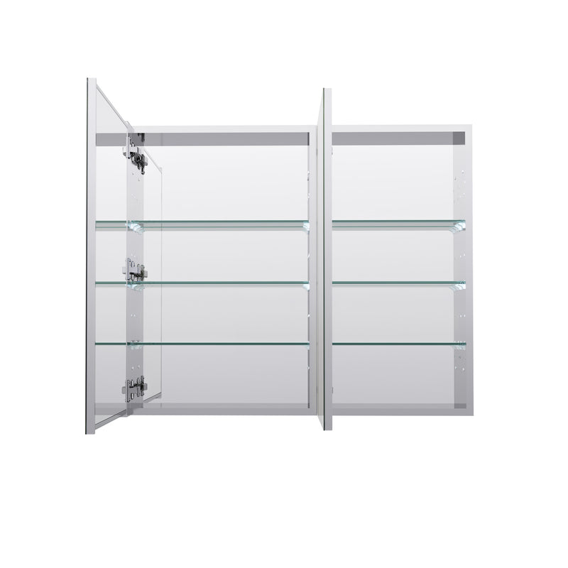 36 in. ×30 in. Copper-Free Tri-Views Mirror Medicine Cabinet with Adjustable Shelves and Dual Swing Doors