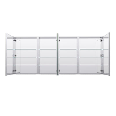 72 in. ×30 in. Copper-Free Tri-Views Mirror Medicine Cabinet with Adjustable Shelves and Dual Swing Doors