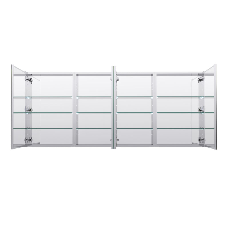 72 in. ×30 in. Copper-Free Tri-Views Mirror Medicine Cabinet with Adjustable Shelves and Dual Swing Doors