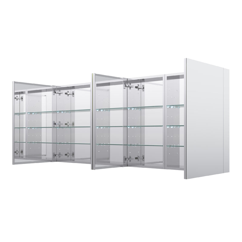 72 in. ×30 in. Copper-Free Tri-Views Mirror Medicine Cabinet with Adjustable Shelves and Dual Swing Doors
