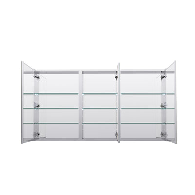 56 in. ×30 in. Copper-Free Tri-Views Mirror Medicine Cabinet with Adjustable Shelves and 3 Doors
