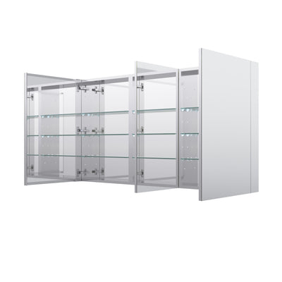 56 in. ×30 in. Copper-Free Tri-Views Mirror Medicine Cabinet with Adjustable Shelves and 3 Doors