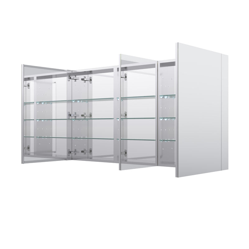 56 in. ×30 in. Copper-Free Tri-Views Mirror Medicine Cabinet with Adjustable Shelves and 3 Doors