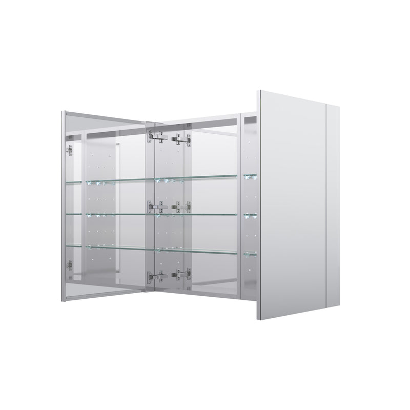 36 in. ×30 in. Copper-Free Tri-Views Mirror Medicine Cabinet with Adjustable Shelves and Dual Swing Doors