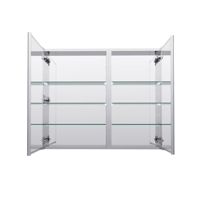 36 in. ×30 in. Copper-Free Tri-Views Mirror Medicine Cabinet with Adjustable Shelves and Dual Swing Doors