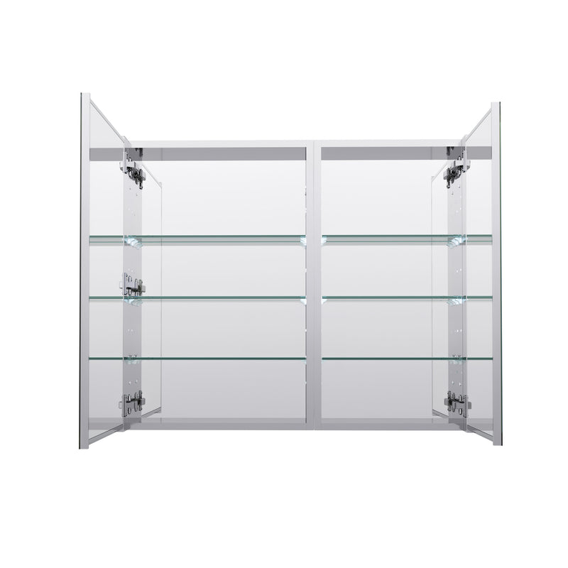 36 in. ×30 in. Copper-Free Tri-Views Mirror Medicine Cabinet with Adjustable Shelves and Dual Swing Doors