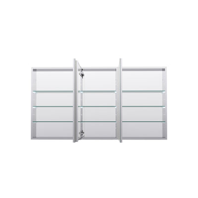 56 in. ×30 in. Copper-Free Tri-Views Mirror Medicine Cabinet with Adjustable Shelves and 3 Doors