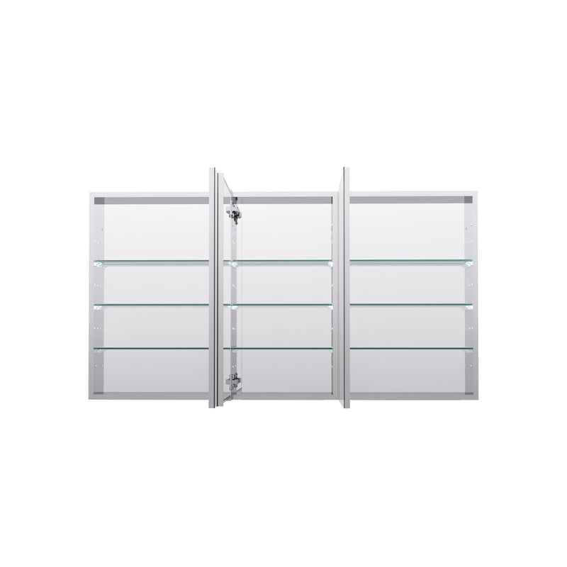 56 in. ×30 in. Copper-Free Tri-Views Mirror Medicine Cabinet with Adjustable Shelves and 3 Doors