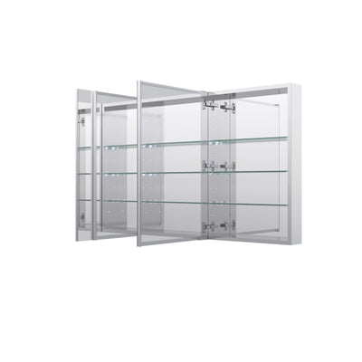56 in. ×30 in. Copper-Free Tri-Views Mirror Medicine Cabinet with Adjustable Shelves and 3 Doors