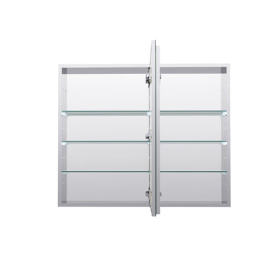 36 in. ×30 in. Copper-Free Tri-Views Mirror Medicine Cabinet with Adjustable Shelves and Dual Swing Doors