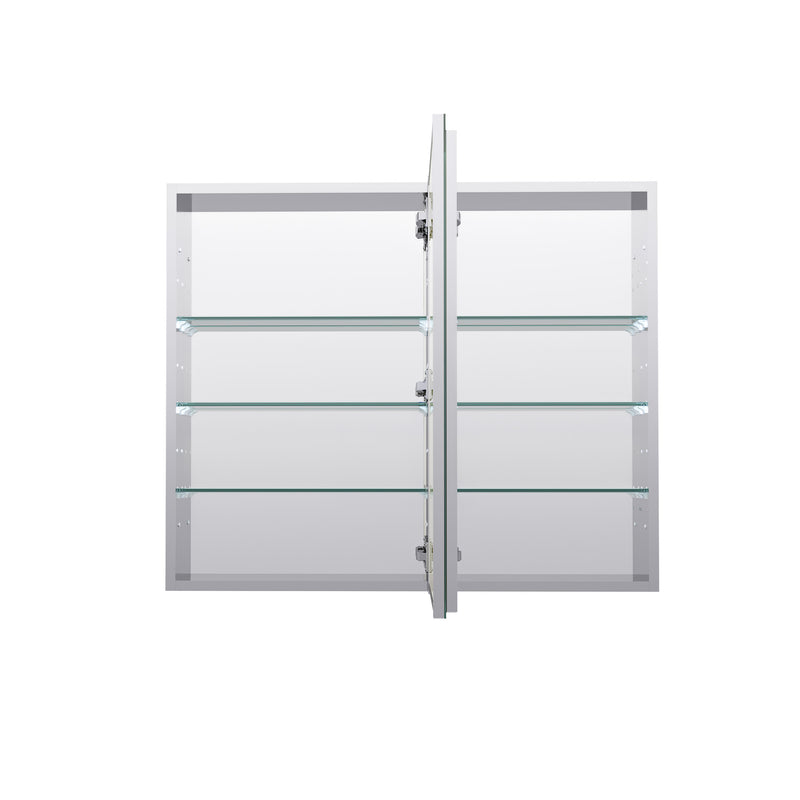 36 in. ×30 in. Copper-Free Tri-Views Mirror Medicine Cabinet with Adjustable Shelves and Dual Swing Doors