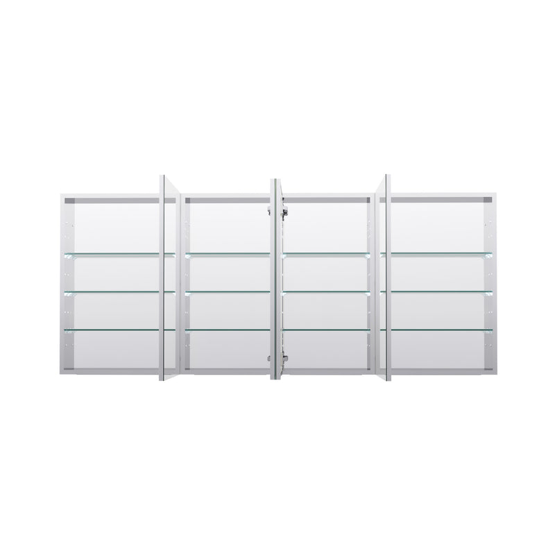 72 in. ×30 in. Copper-Free Tri-Views Mirror Medicine Cabinet with Adjustable Shelves and Dual Swing Doors