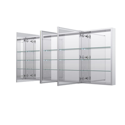 72 in. ×30 in. Copper-Free Tri-Views Mirror Medicine Cabinet with Adjustable Shelves and Dual Swing Doors