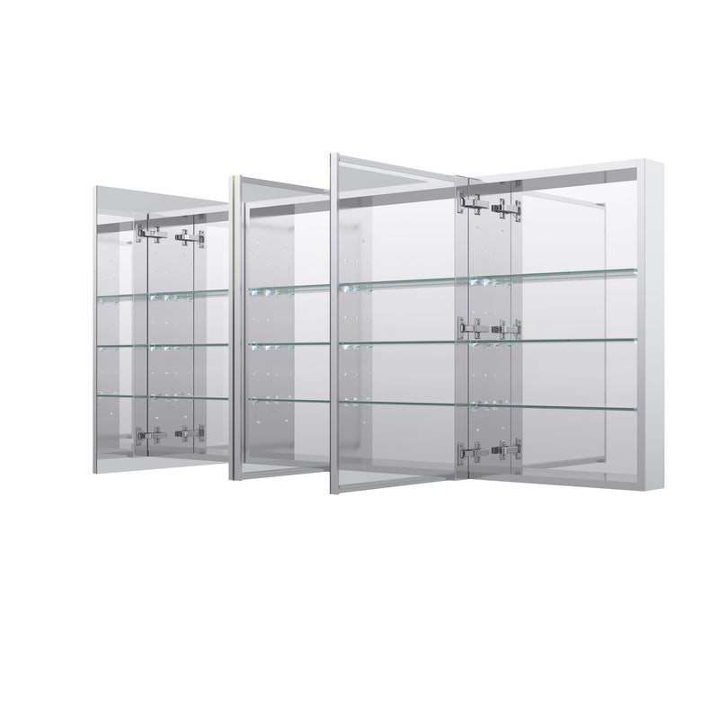72 in. ×30 in. Copper-Free Tri-Views Mirror Medicine Cabinet with Adjustable Shelves and Dual Swing Doors