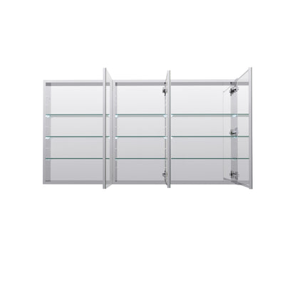 56 in. ×30 in. Copper-Free Tri-Views Mirror Medicine Cabinet with Adjustable Shelves and 3 Doors