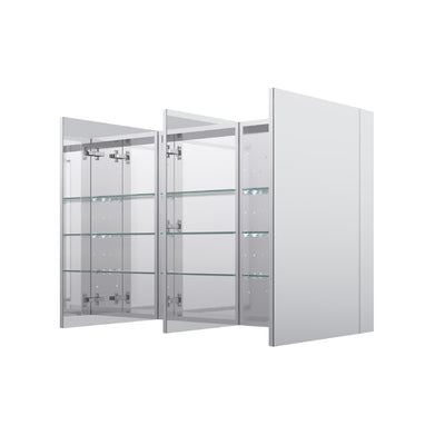 56 in. ×30 in. Copper-Free Tri-Views Mirror Medicine Cabinet with Adjustable Shelves and 3 Doors