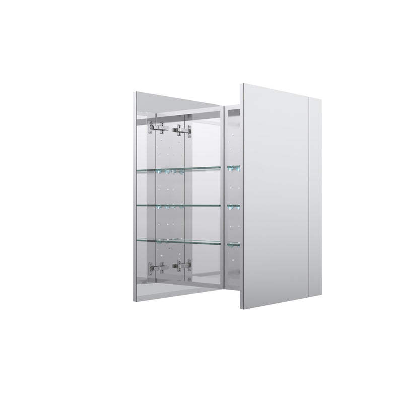 36 in. ×30 in. Copper-Free Tri-Views Mirror Medicine Cabinet with Adjustable Shelves and Dual Swing Doors