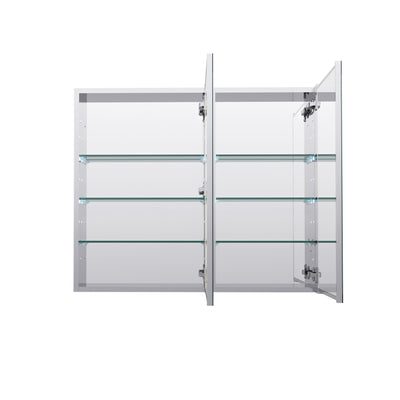 36 in. ×30 in. Copper-Free Tri-Views Mirror Medicine Cabinet with Adjustable Shelves and Dual Swing Doors