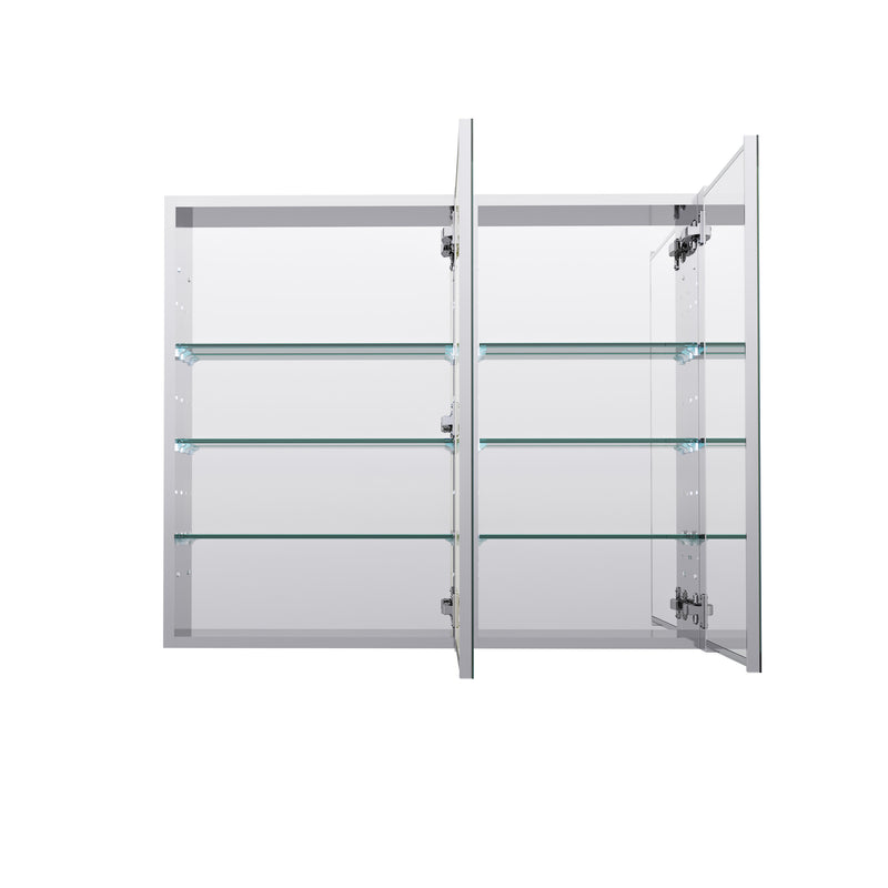 36 in. ×30 in. Copper-Free Tri-Views Mirror Medicine Cabinet with Adjustable Shelves and Dual Swing Doors