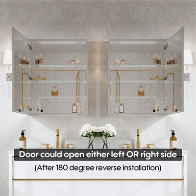 24 in.x 30 in. Copper-Free Tri-Views Mirror Cabinet with Adjustable Shelves and Left Swing Door