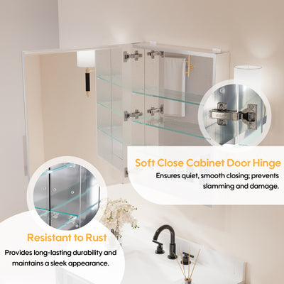 24 in.x 30 in. Copper-Free Tri-Views Mirror Cabinet with Adjustable Shelves and Left Swing Door