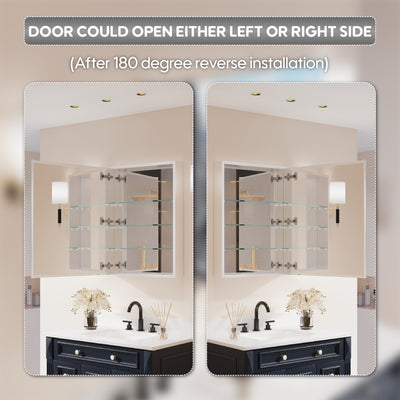 24 in.x 30 in. Copper-Free Tri-Views Mirror Cabinet with Adjustable Shelves and Right Swing Door