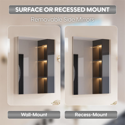 24 in.x 30 in. Copper-Free Tri-Views Mirror Cabinet with Adjustable Shelves and Right Swing Door