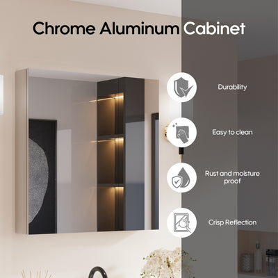 30 in.x 30 in. Copper-Free Tri-Views Mirror Cabinet with Adjustable Shelves and Dual Swing Doors