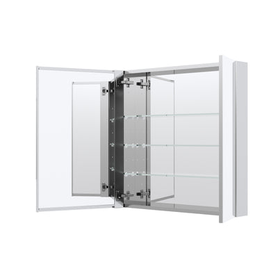 30 in.x 30 in. Copper-Free Tri-Views Mirror Cabinet with Adjustable Shelves and Dual Swing Doors