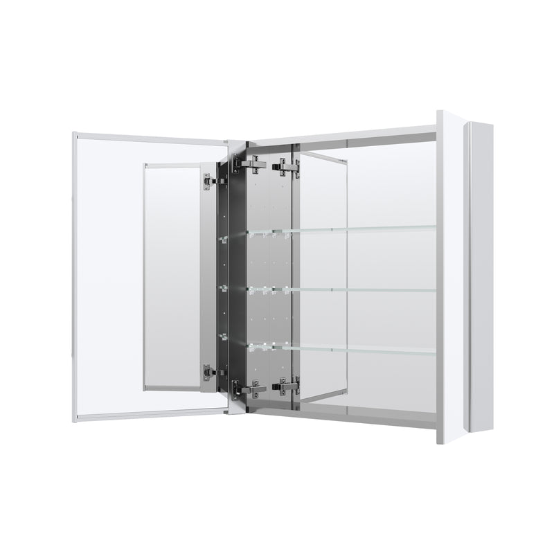 30 in.x 30 in. Copper-Free Tri-Views Mirror Cabinet with Adjustable Shelves and Dual Swing Doors