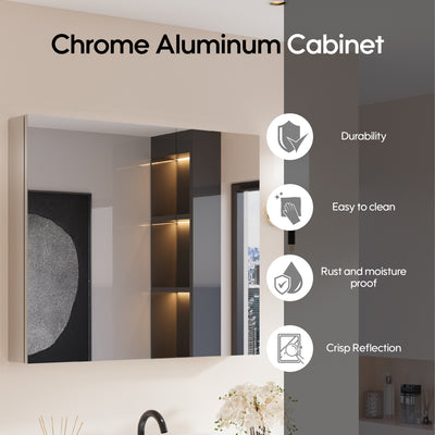 36 in.x 30 in. Copper-Free Tri-Views Mirror Cabinet with Adjustable Shelves and Dual Swing Doors