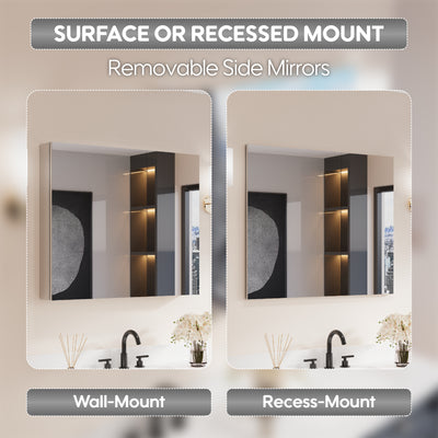 36 in.x 30 in. Copper-Free Tri-Views Mirror Cabinet with Adjustable Shelves and Dual Swing Doors