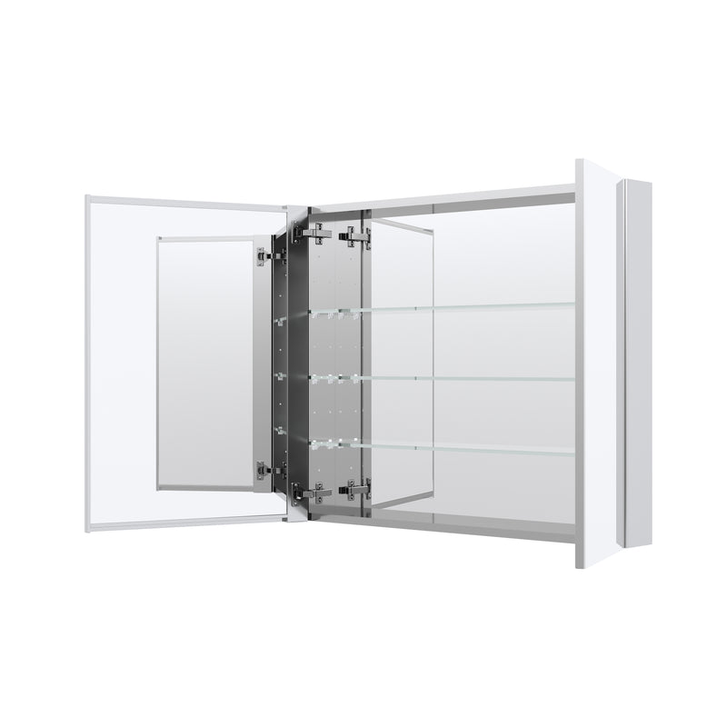 36 in.x 30 in. Copper-Free Tri-Views Mirror Cabinet with Adjustable Shelves and Dual Swing Doors