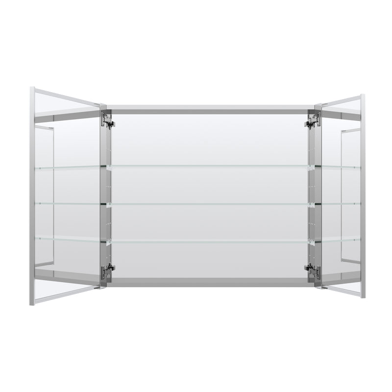 36 in.x 30 in. Copper-Free Tri-Views Mirror Cabinet with Adjustable Shelves and Dual Swing Doors
