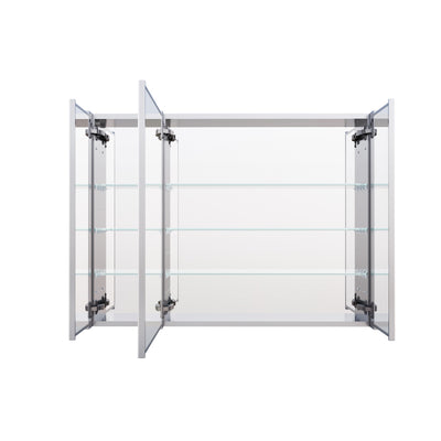 40 in.x 30 in. Copper-Free Tri-Views Mirror Cabinet with Adjustable Shelves and Triple Swing Doors