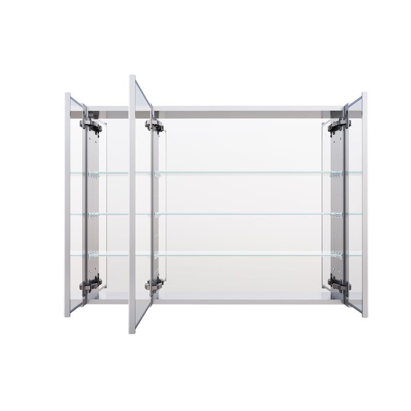 40 in.x 30 in. Copper-Free Tri-Views Mirror Cabinet with Adjustable Shelves and Triple Swing Doors