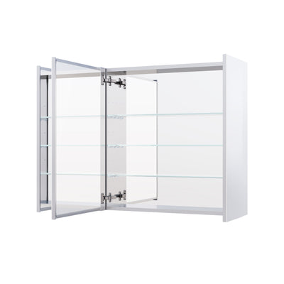 40 in.x 30 in. Copper-Free Tri-Views Mirror Cabinet with Adjustable Shelves and Triple Swing Doors