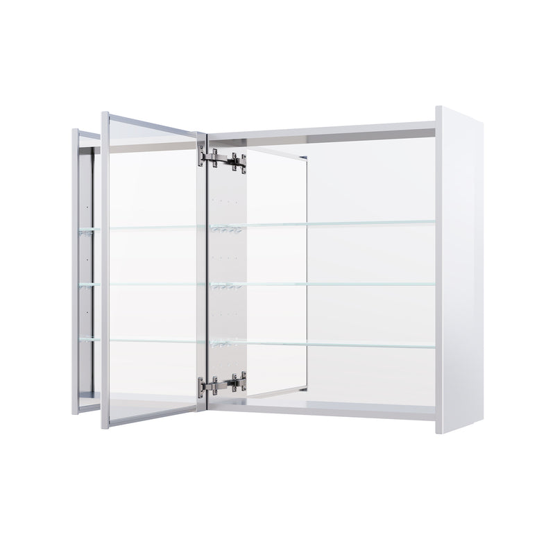 40 in.x 30 in. Copper-Free Tri-Views Mirror Cabinet with Adjustable Shelves and Triple Swing Doors